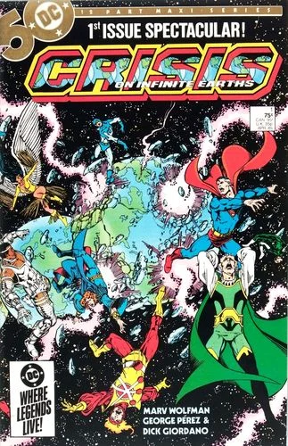 Crisis on Infinite Earths (1985) #1, written by Marv Wolfman & Robert Greenberger.
