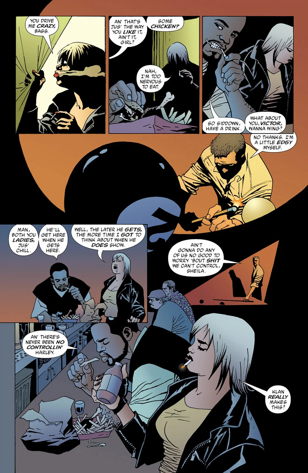 100 Bullets (1999) #50 pg.03, lettered by Clem Robins.