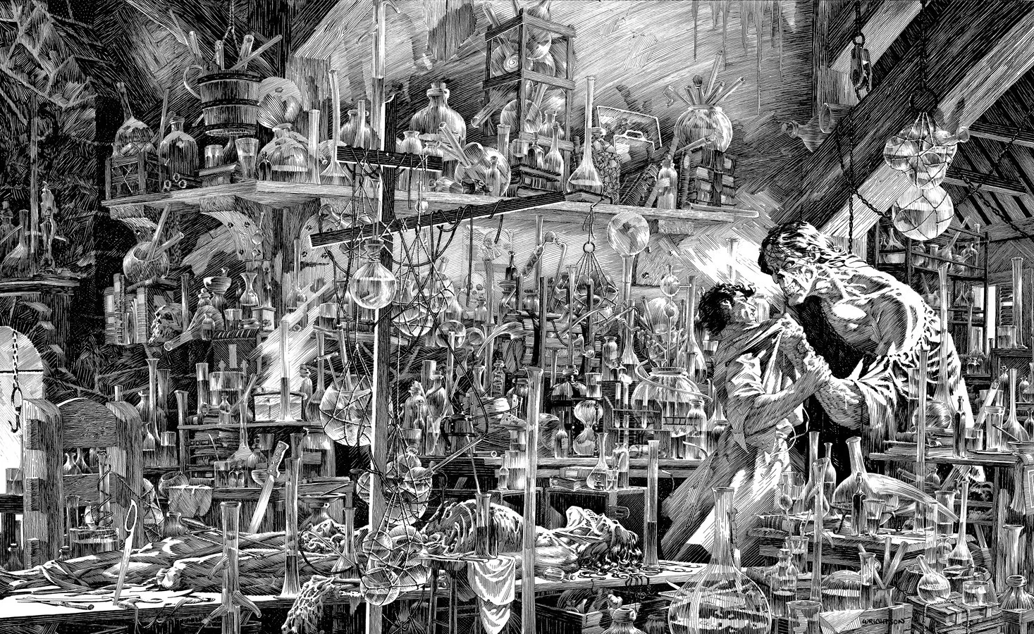 Frankenstein (2008) interior, art by Berni Wrightson.
