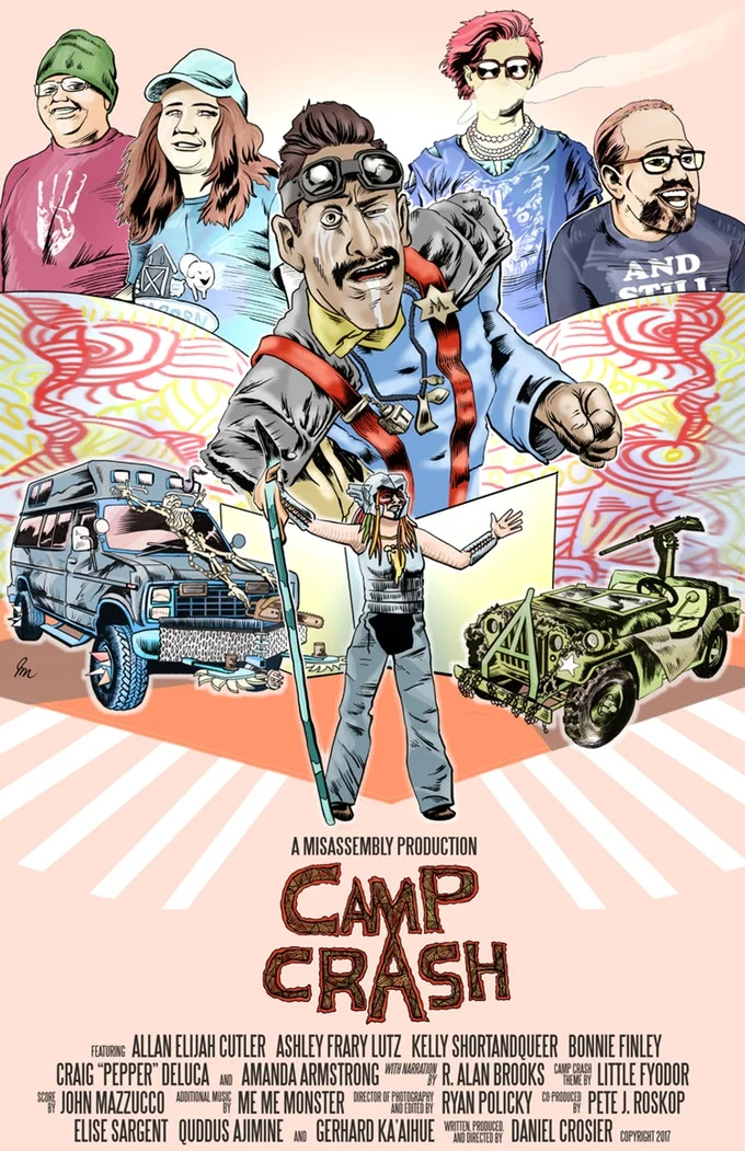 The Camp Crash release poster, featuring the art of J. James McFarland .