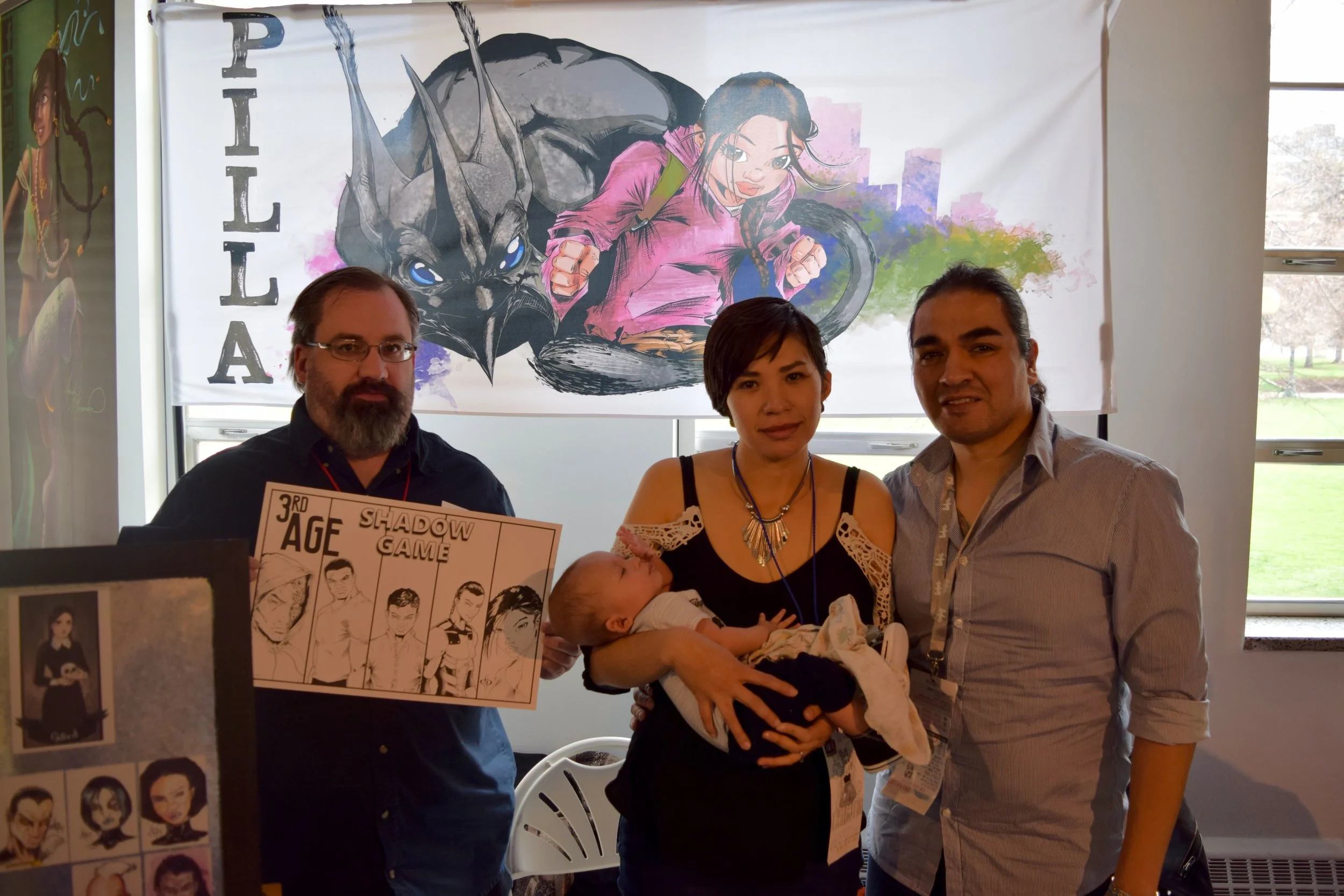 KEVIN BUTCHER (editor of Pilla ) WITH KRISTINA, KODA, AND RAFAEL MALDONADO-BAD HAND AT DINK 2018. it had been a long day...