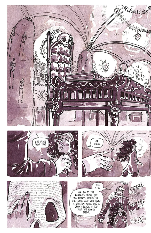 An interior page from The Family Trade . Art by Morgan Beem. (1)