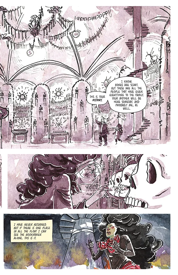 An interior page from The Family Trade . Art by Morgan Beem. (2)