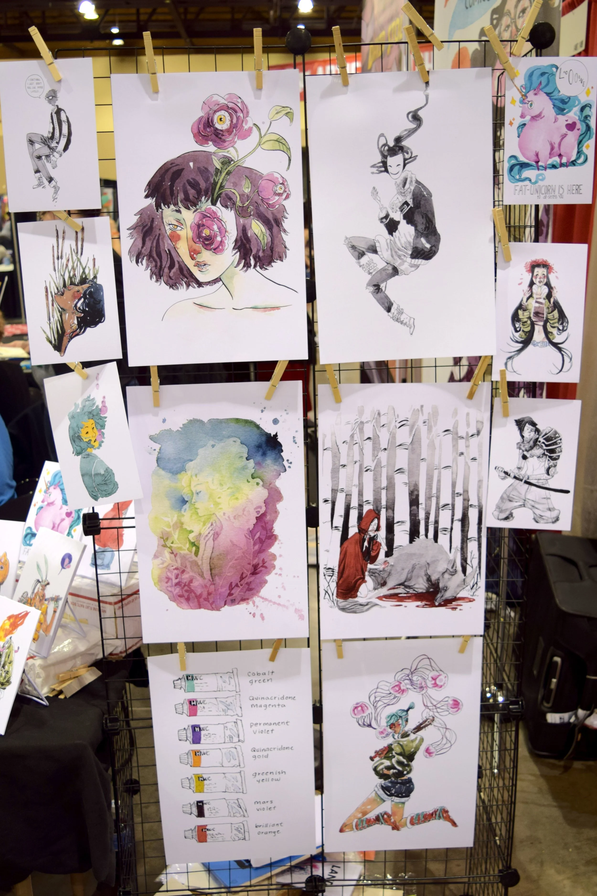 Some of the art available from Morgan Beem at Phoenix Comic Fest 2018.