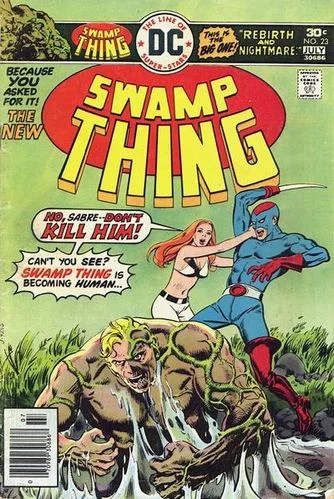 Swamp Thing (1972) #23, cover by Ernie Chan.