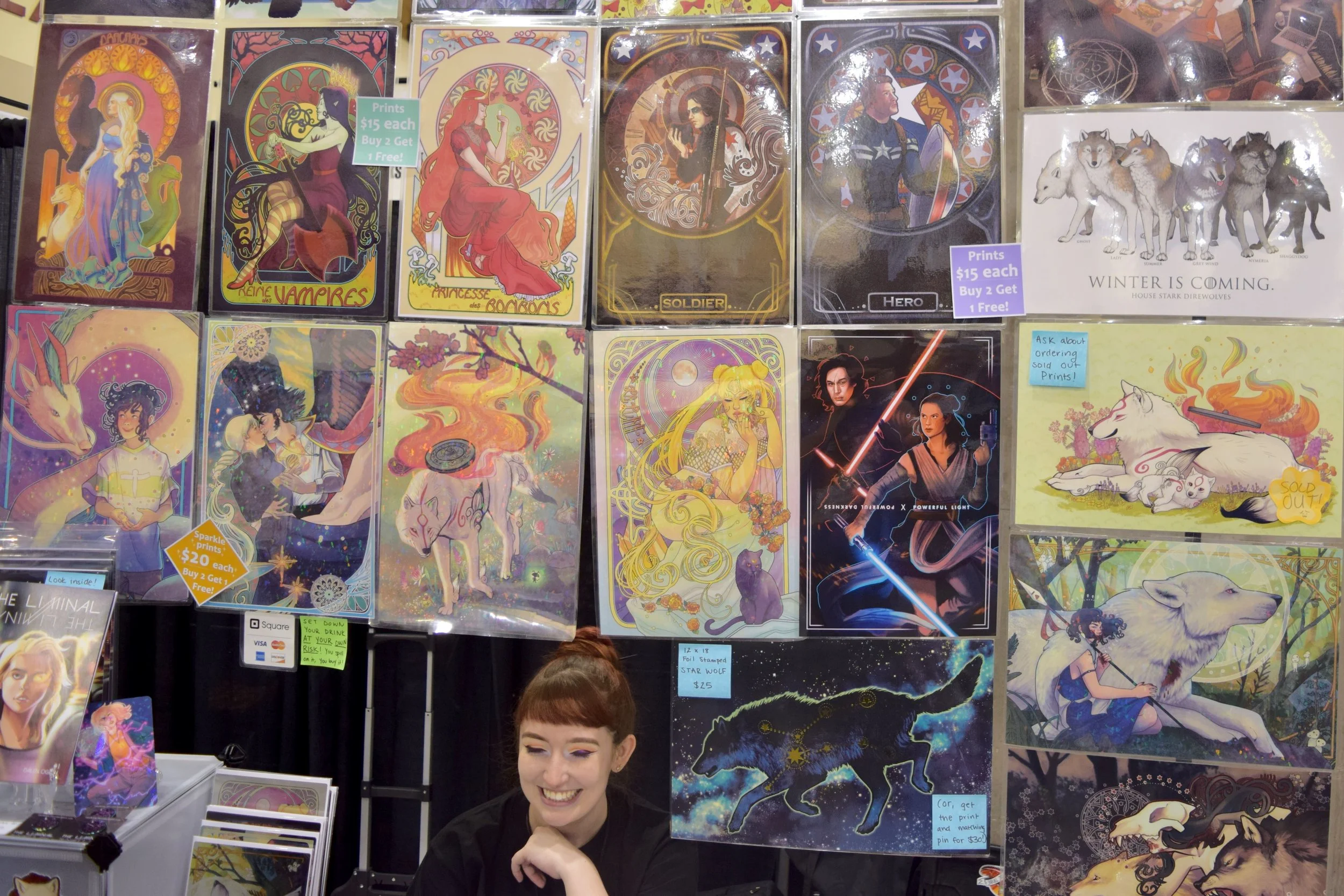 Some of the prints available from Dailen Ogden at Phoenix Comic Fest 2018.