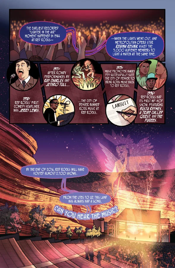 Colorful History #20: Red Rocks pg.1 - Written by R. Alan Brooks, Art from Dailen Ogden.