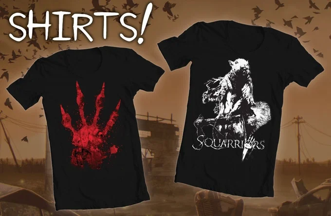 Both of the Squarriors t-shirts come in men & women’s sizes, S-2XL.