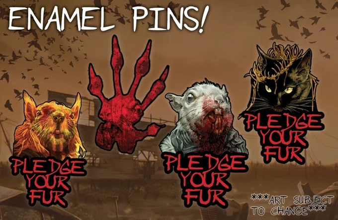 Pledge Your Fur by wearing Squarriors enamel pins!