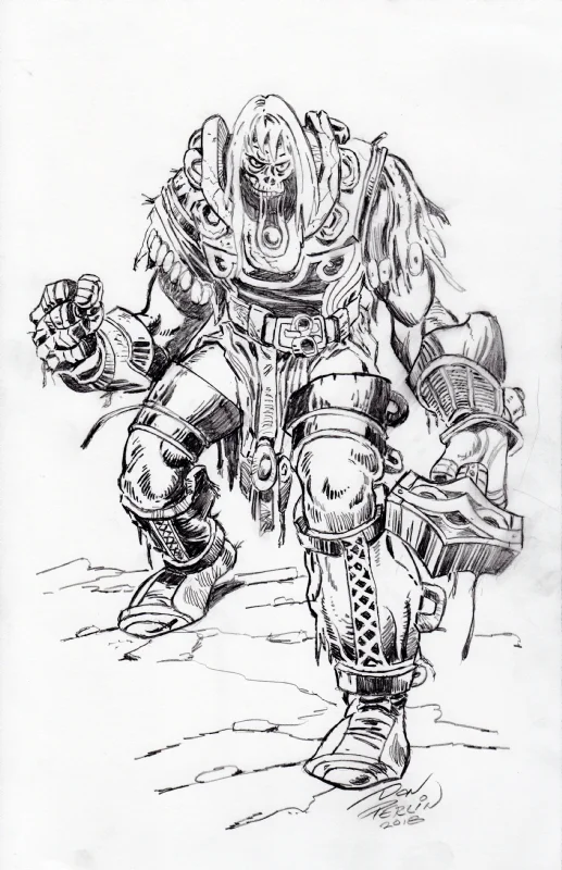 Simonson's Ragnarok Thor commission drawn by Don Perlin in 2018.