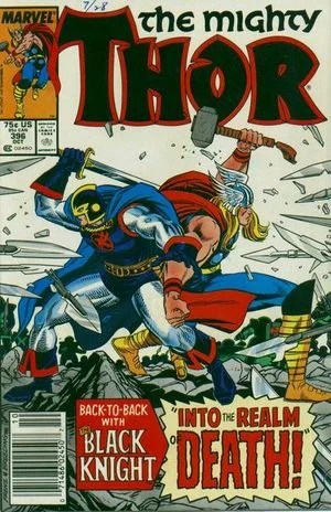 Thor (1966) #396, cover by Ron Frenz & Brett Breeding, lettered by John Workman.