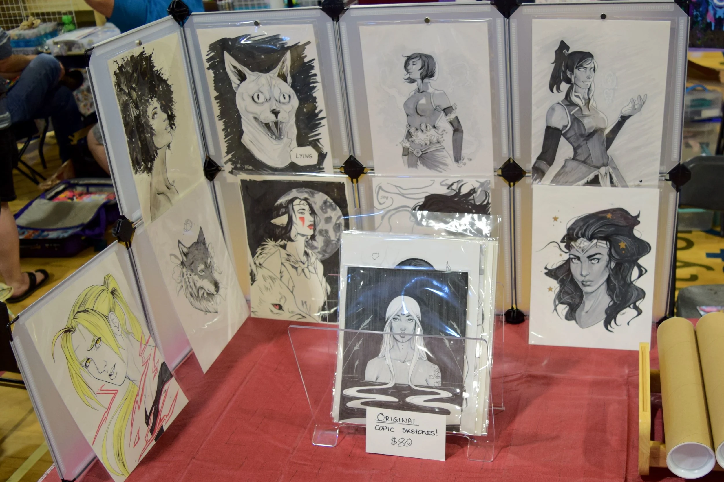 Original art by Rio Burton for sale at Fort Collins Comic Con 2018.