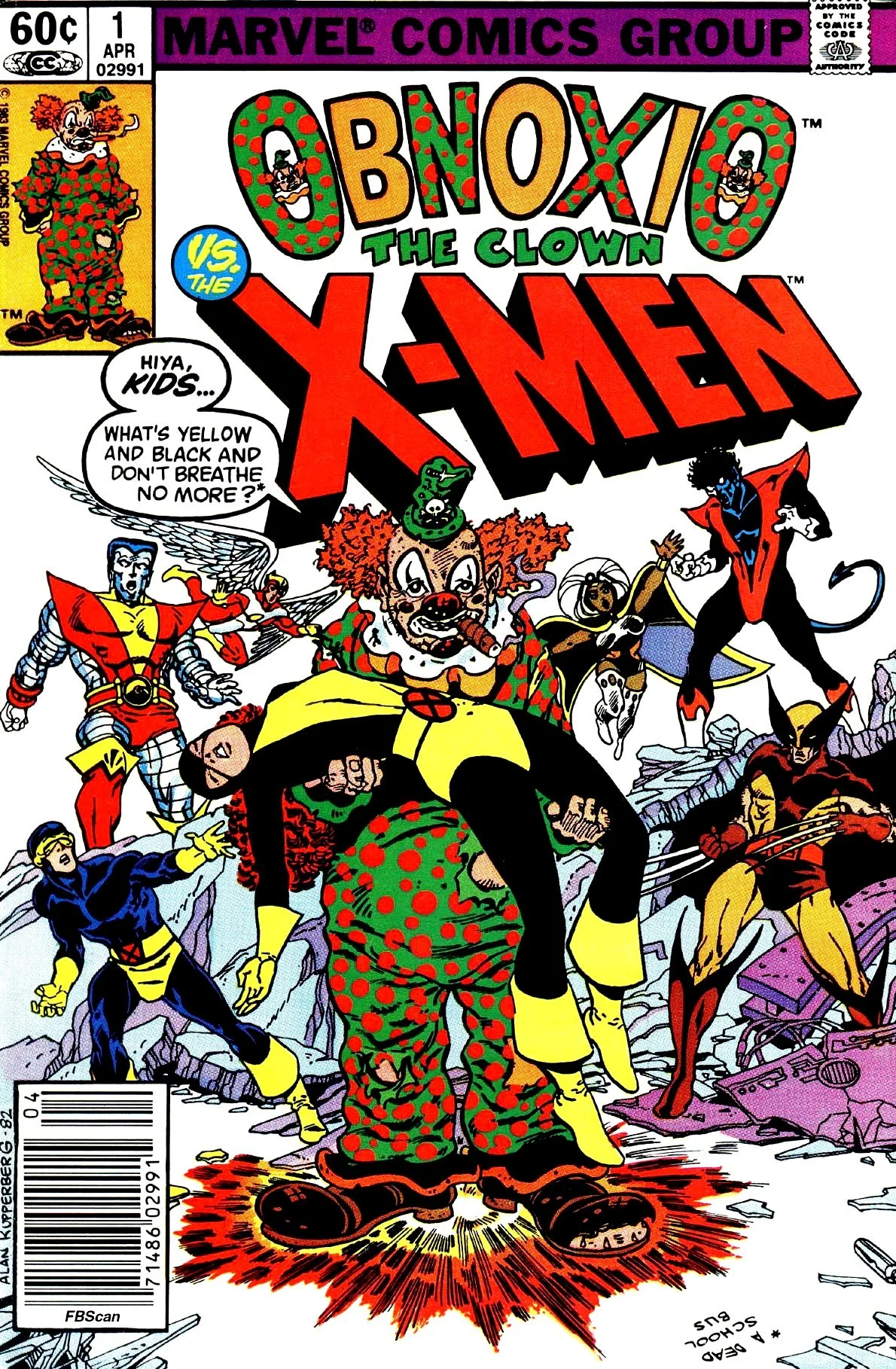 Obnoxio the Clown Vs The X-Men (1983) #1, cover by Alan Kupperberg.