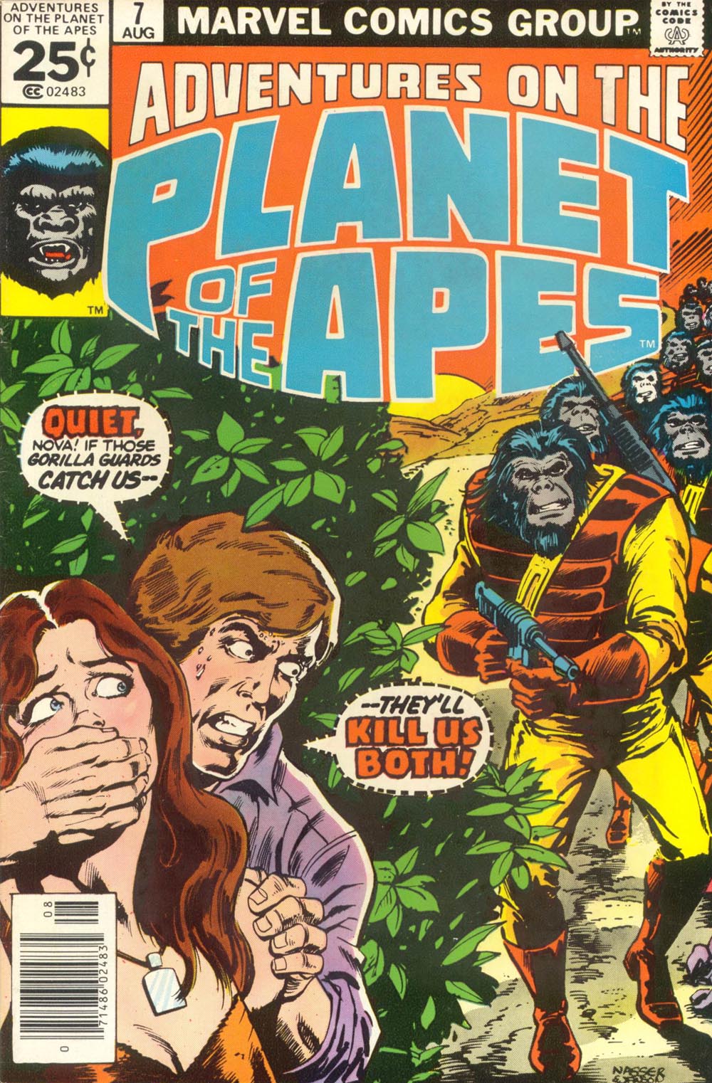 Adventures on the Planet of the Apes (1975) #7, cover penciled by Mike Nasser & inked by Klaus Janson.
