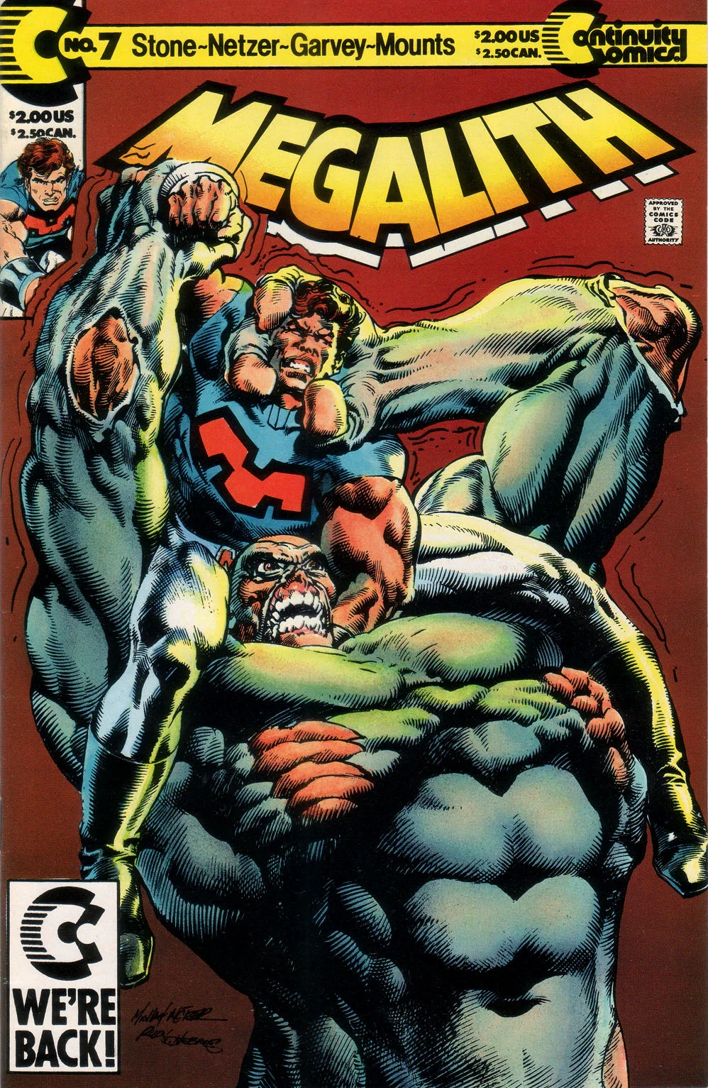 Megalith (1989) #7, cover penciled by Mike Nasser & inked by Rudy Nebres.