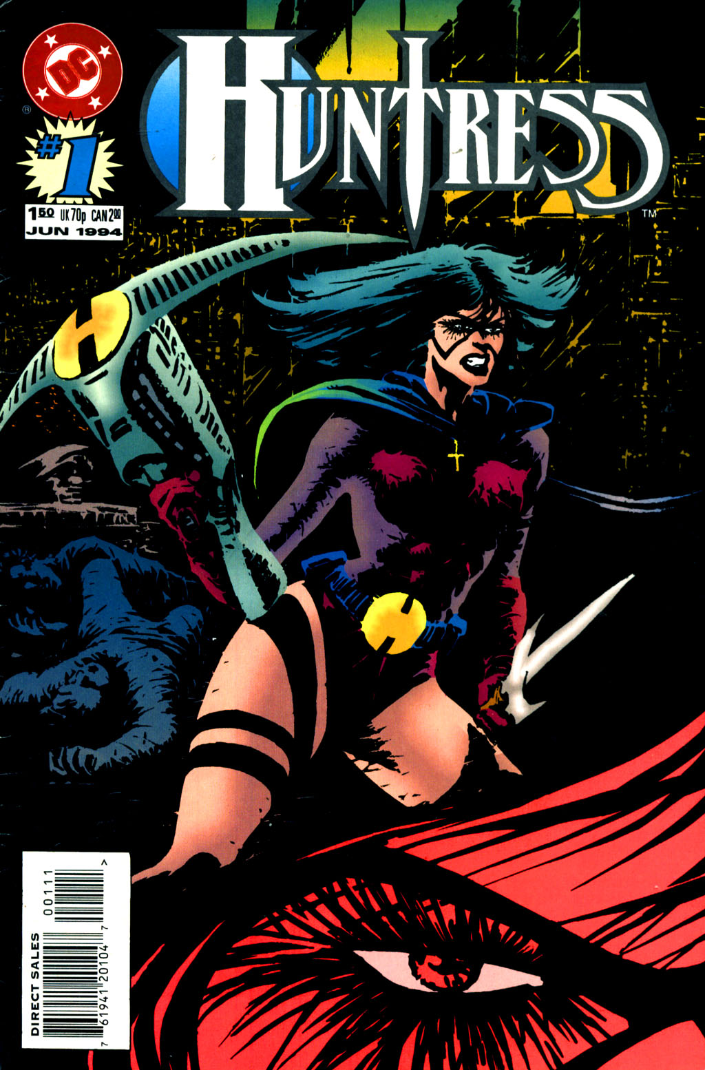 The Huntress (1994) #1, cover by Mike Netzer.