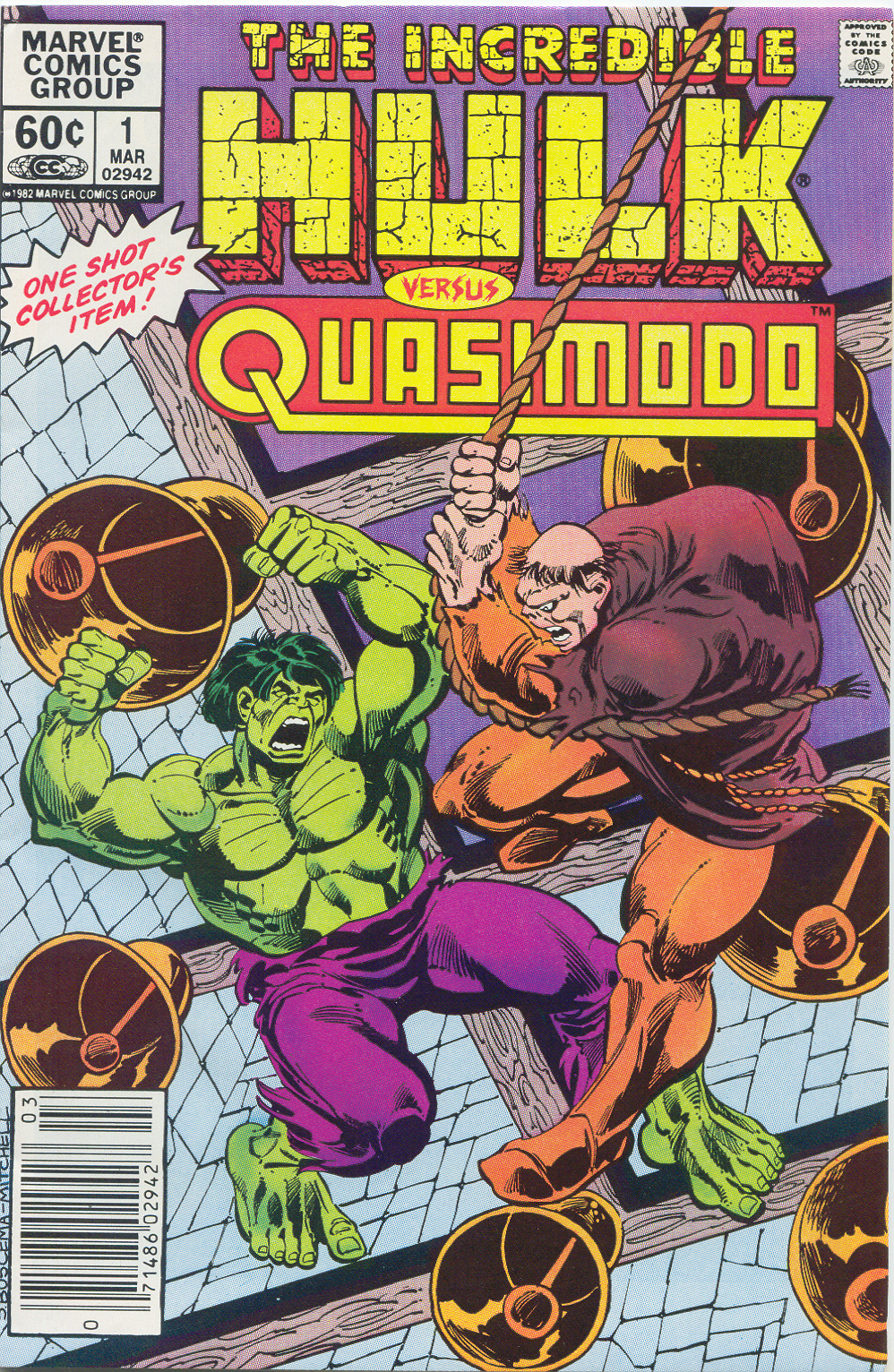 Incredible Hulk Versus Quasimodo (1983) #1, cover penciled by Sal Buscema & inked by Steve Mitchell.
