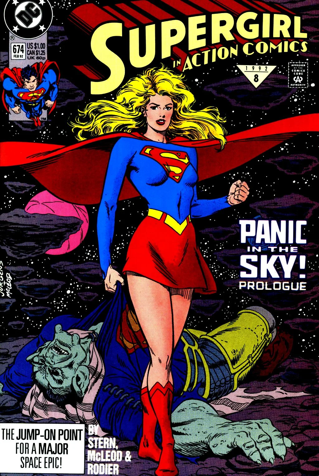 Action Comics (1938) #674, cover penciled by Dan Jurgens & inked by Bob McLeod.