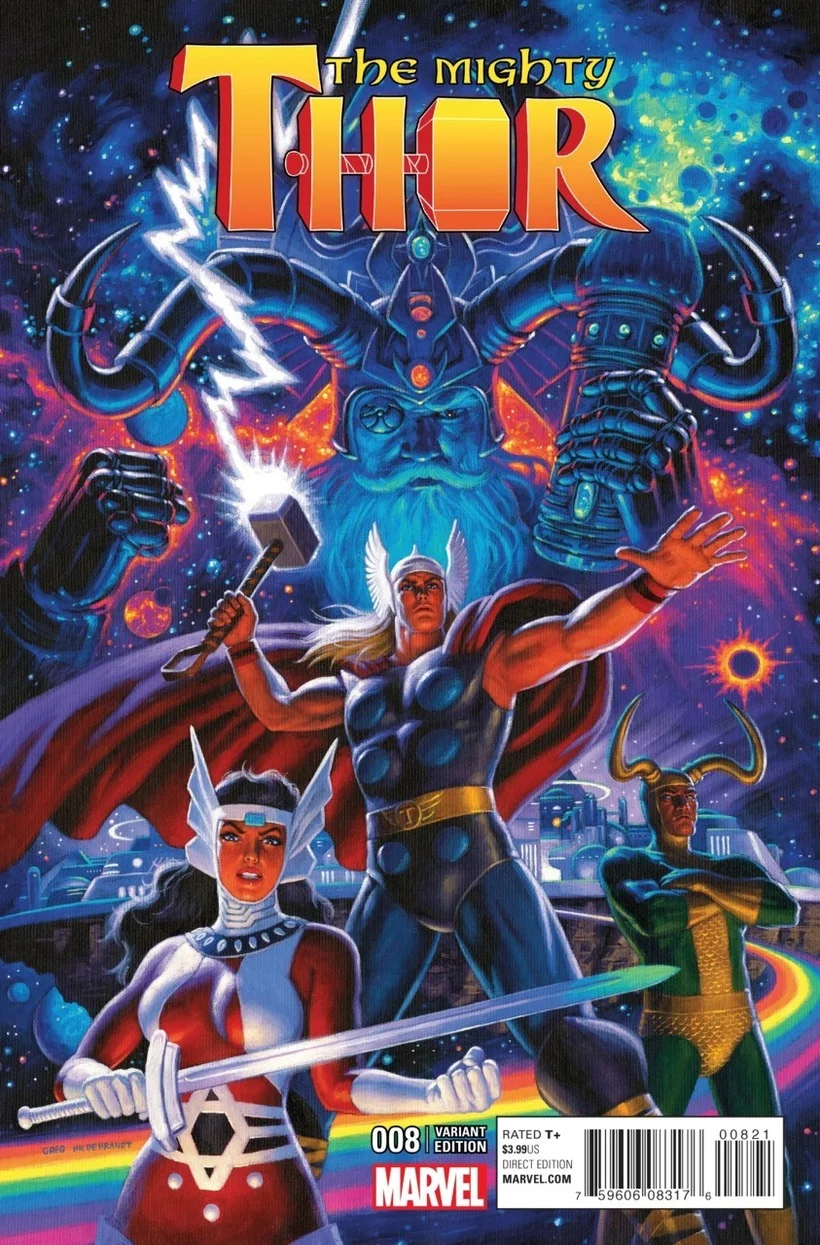 Mighty Thor (2016) #8 Variant, cover by Greg Hildebrandt.