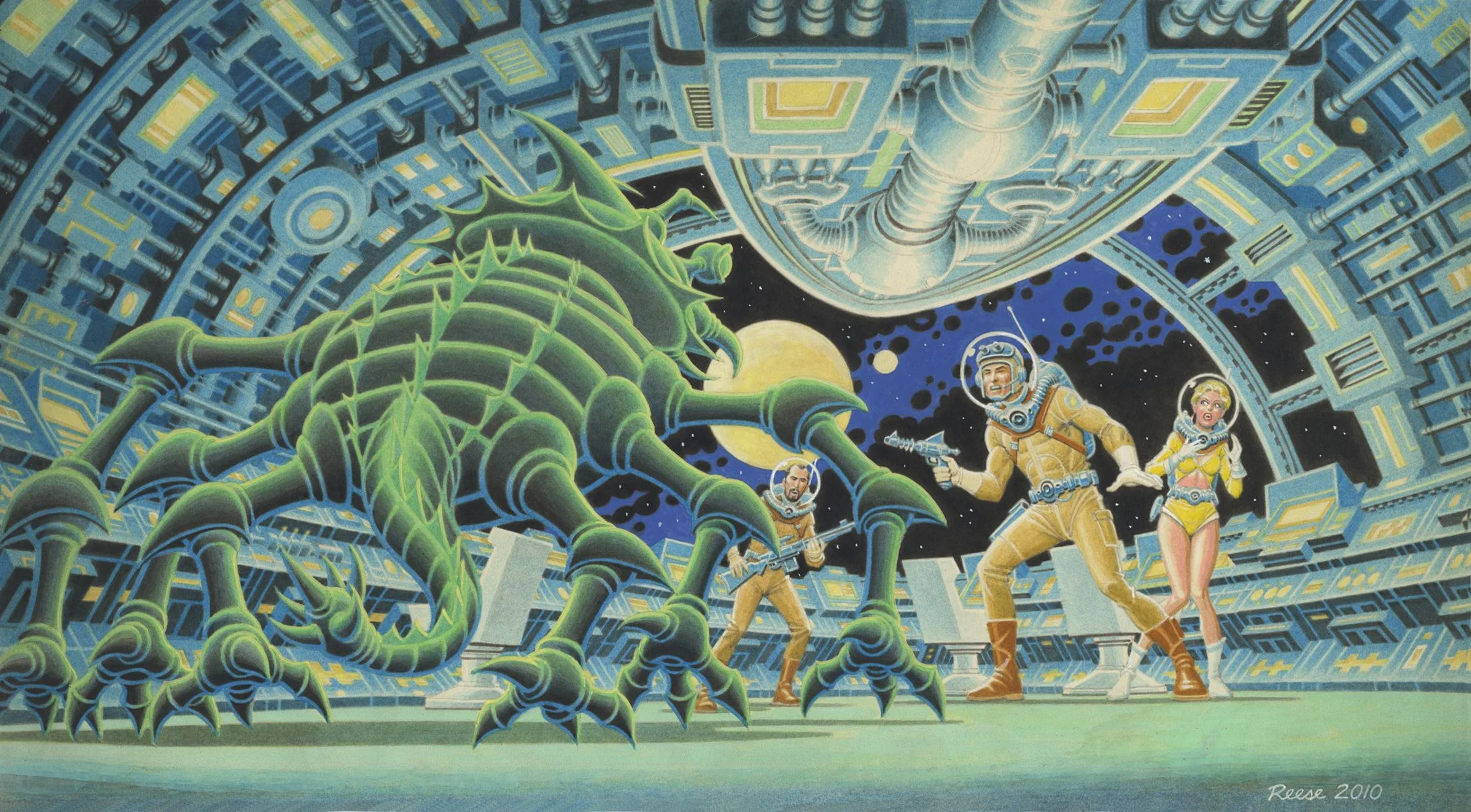 A sci-fi painting done by Ralph Reese in 2010.