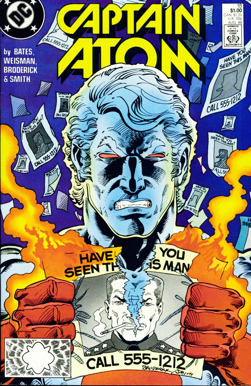 Captain Atom (1987) #18, cover penciled by Pat Broderick & inked by Bob Smith.