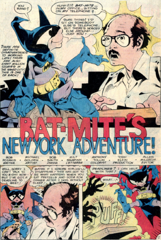 Bat-Mite’s New York Adventure, penciled by Michael Golden & inked by Bob Smith.