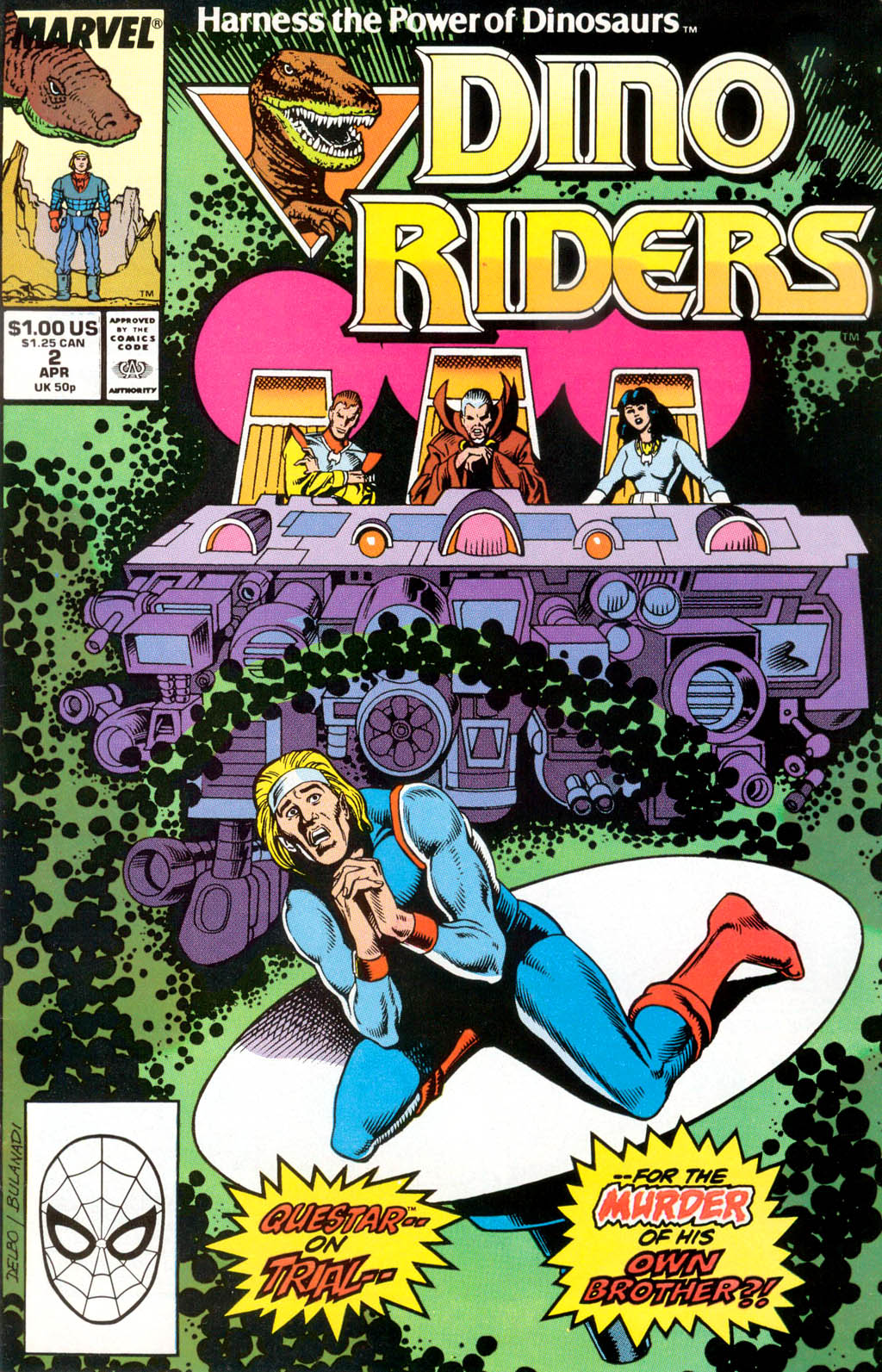 Dino Riders (1989) #2, cover penciled by Jose Delbo & inked by Danny Bulanadi.
