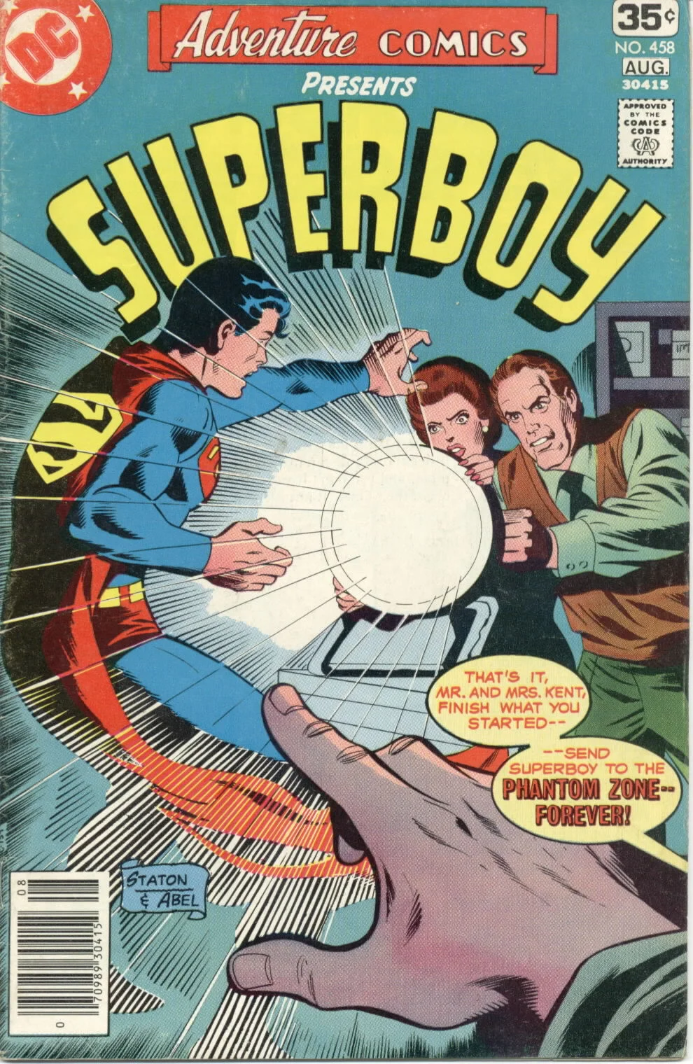 Adventure Comics (1938) #458, cover penciled by Joe Staton & inked by Jack Abel.