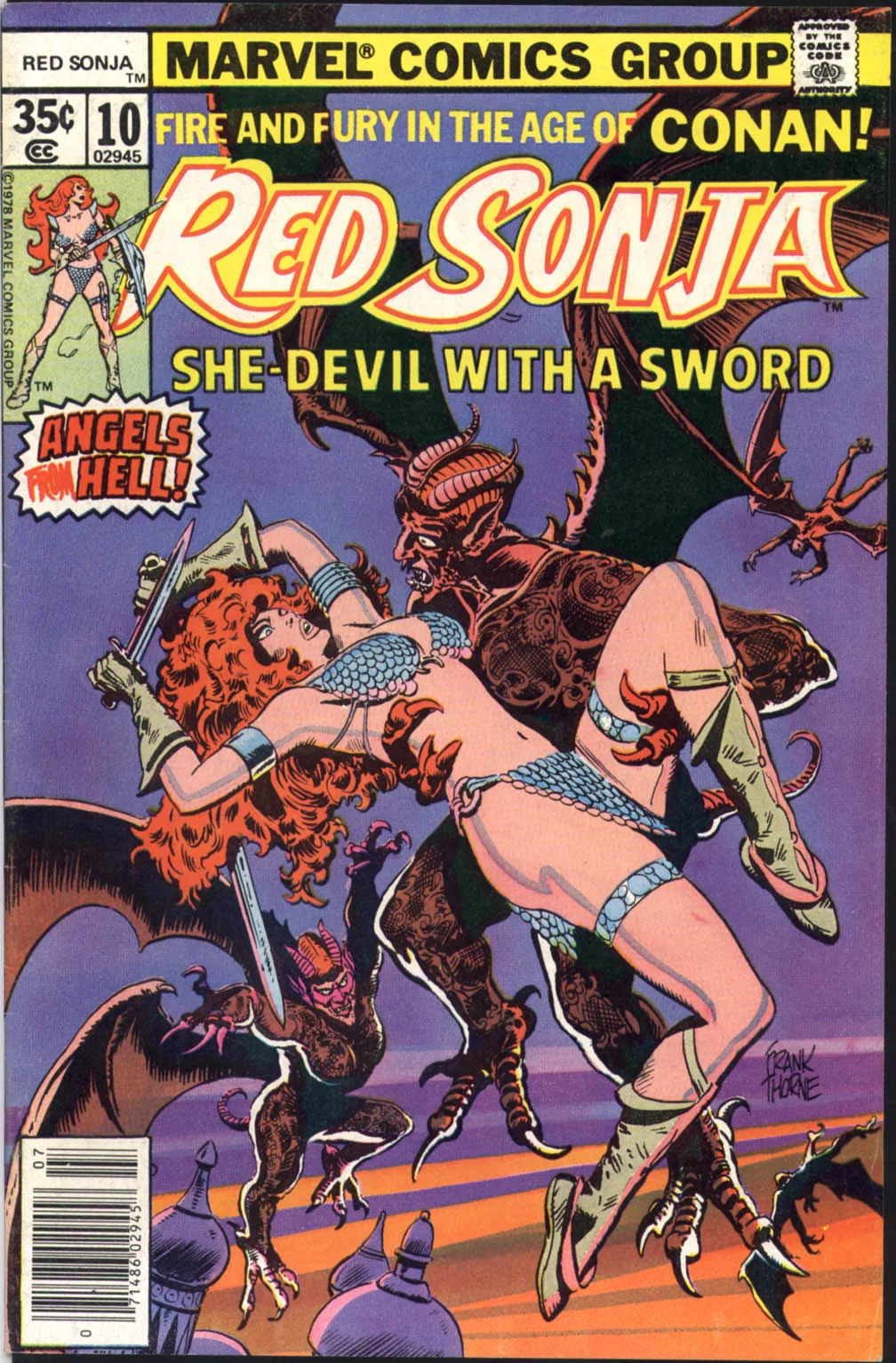 Red Sonja (1977) #10, cover by Frank Thorne.