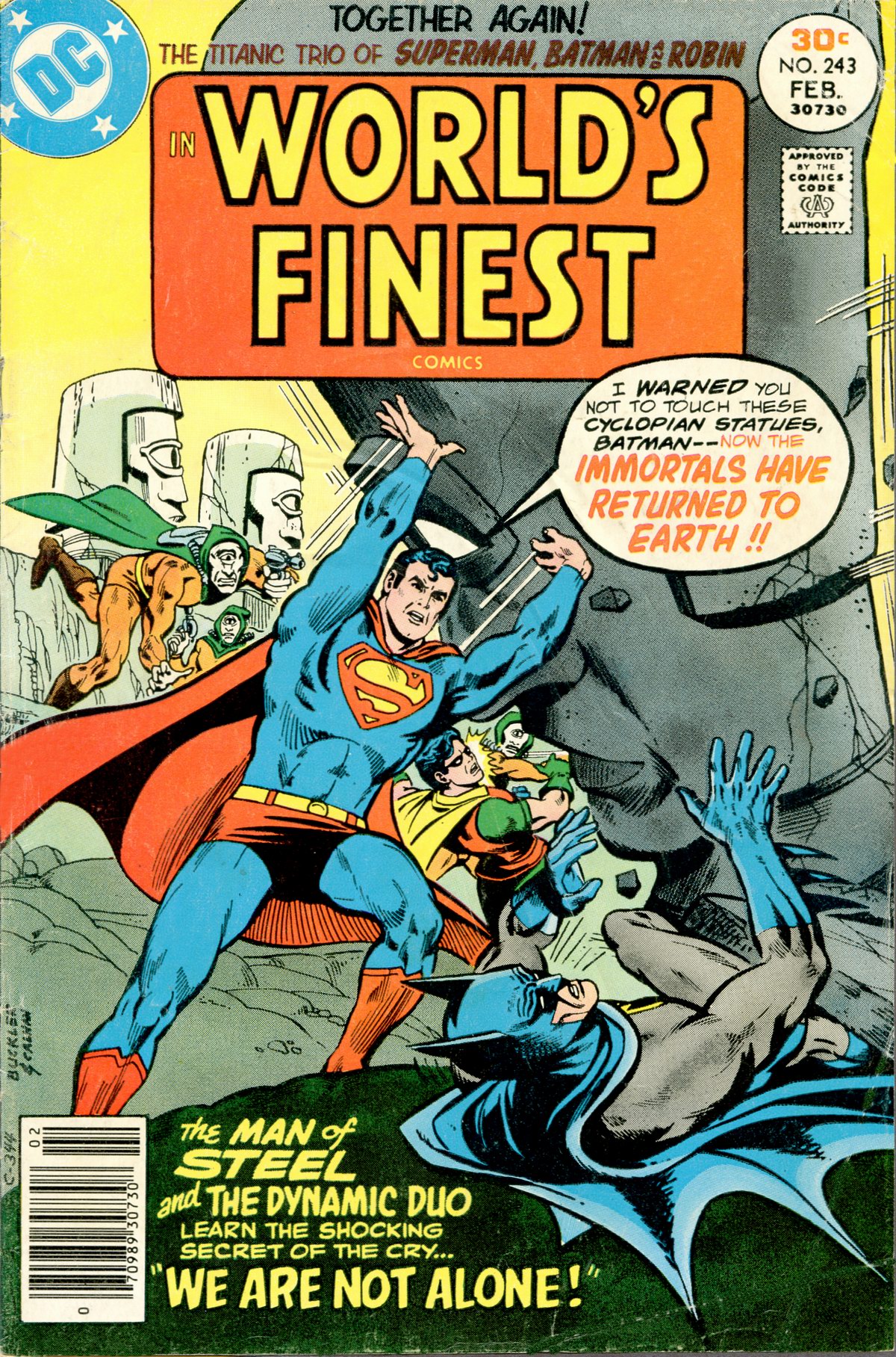 World's Finest Comics (1941) #243, cover penciled by Rich Buckler & inked by John Calnan.