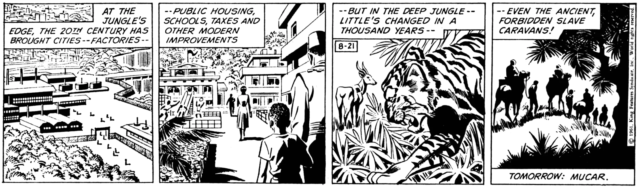 The Phantom: Slave Market of Mucar strip from 8-21-61, art by Sy Barry.
