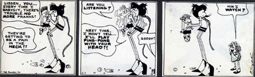A Karen strip by Liz Berube, demonstrating the “long legs, big feet” look.