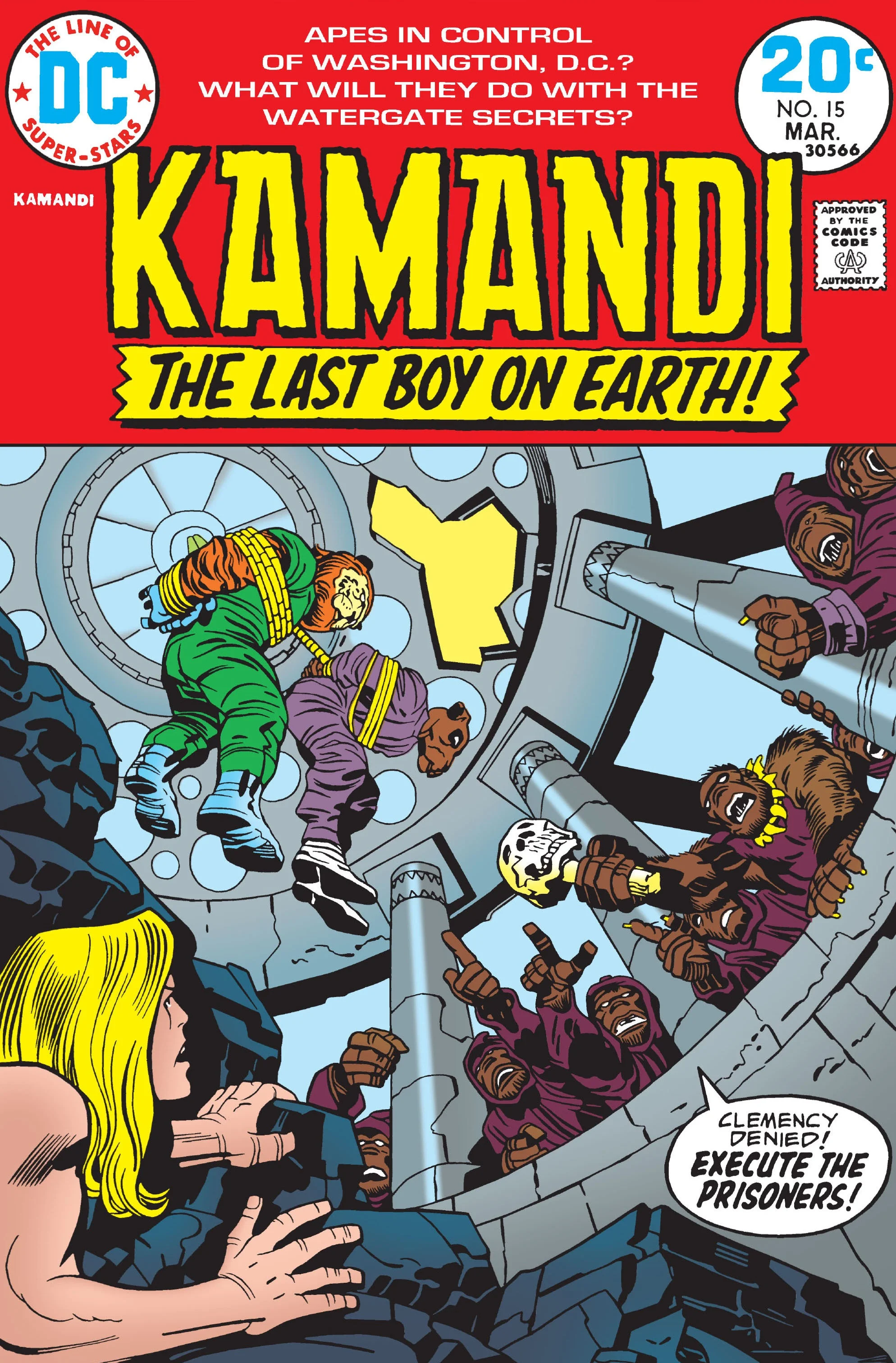 Kamandi (1972) #15, cover penciled by Jack Kirby & inked by Mike Royer.