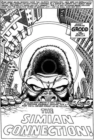 An unpublished page from Grodd of Gorilla City , penciled by Joe Barney & inked by Terry Austin.