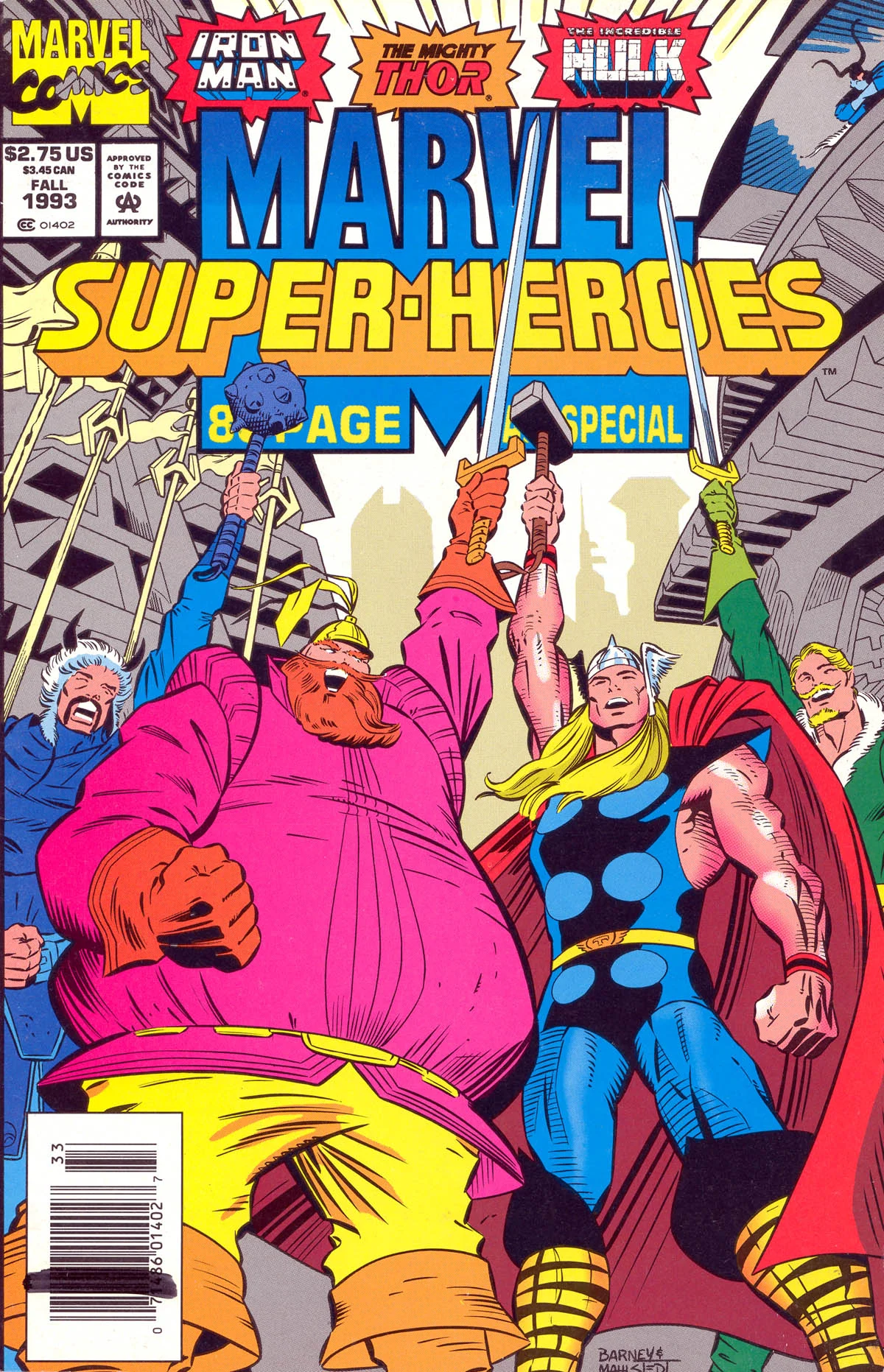 Marvel Super Heroes (1990) #15, cover penciled by Joe Barney & inked by Larry Mahlstedt.