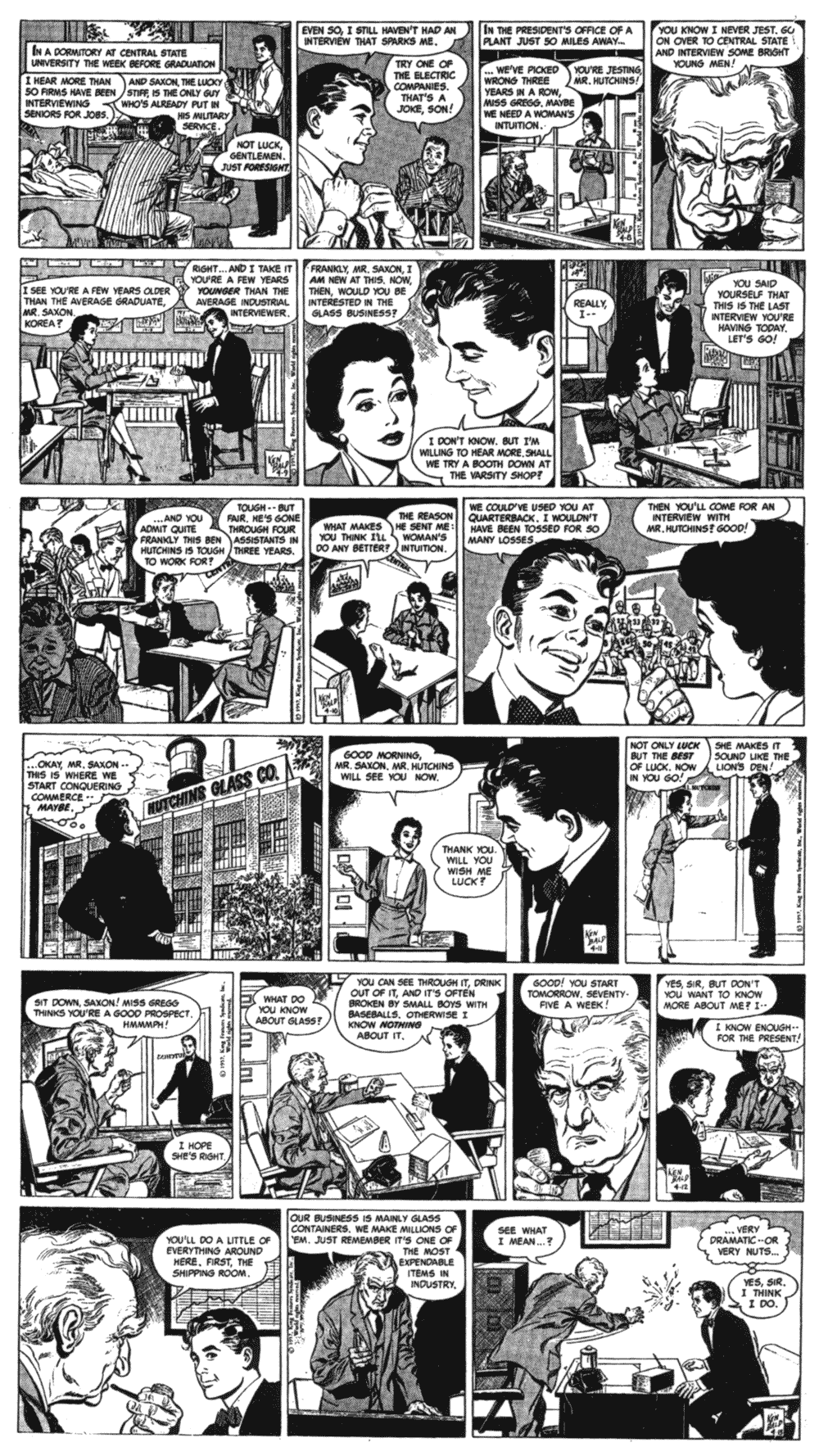 The first week of Judd Saxon strips, with art from Ken Bald.