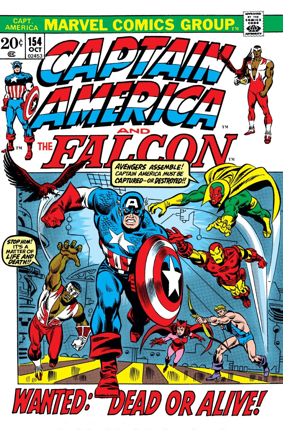 Captain America (1968) #154, cover penciled by Sal Buscema & inked by Frank Giacoia.