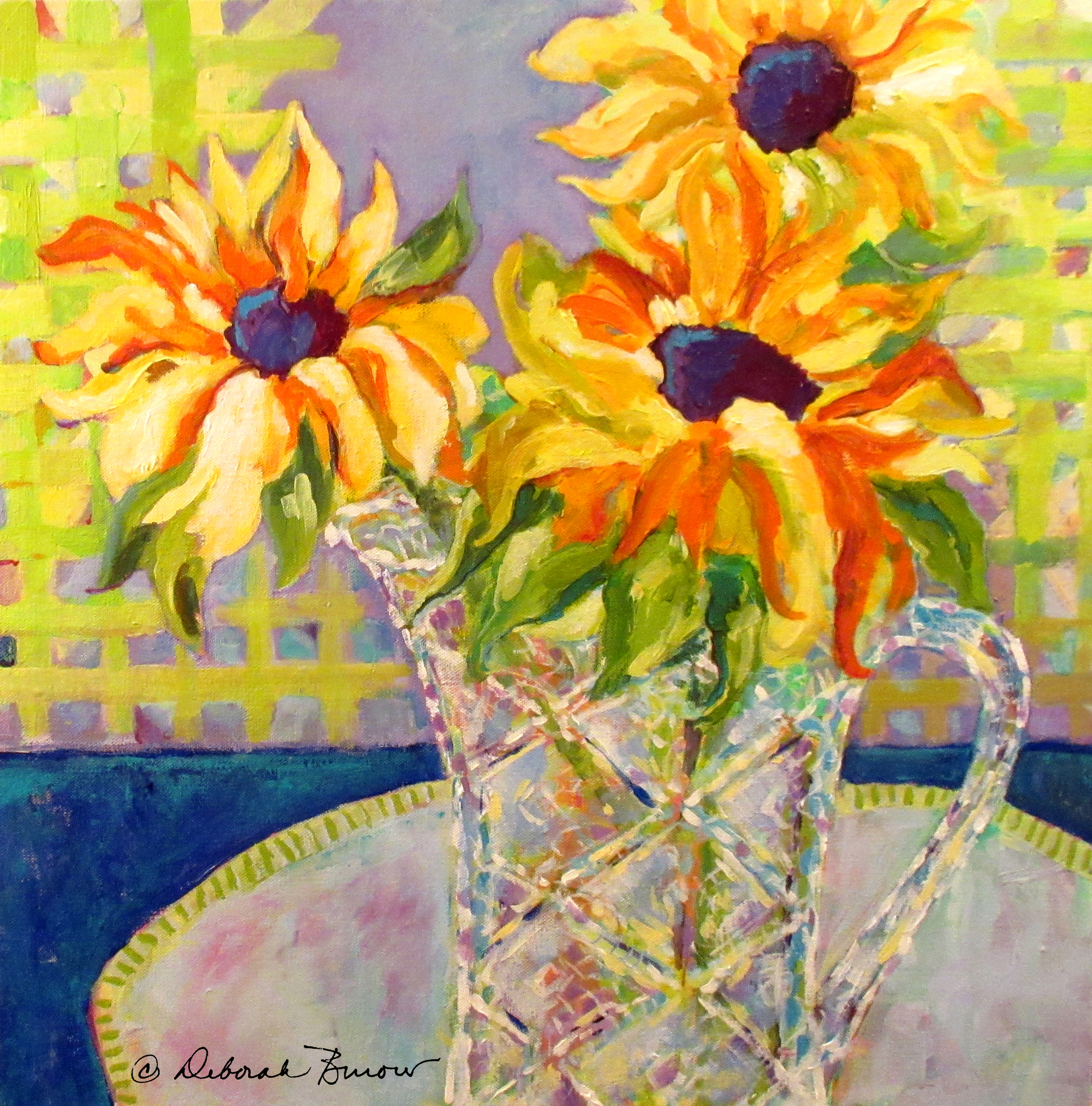 Sunflowers in Crystal Vase