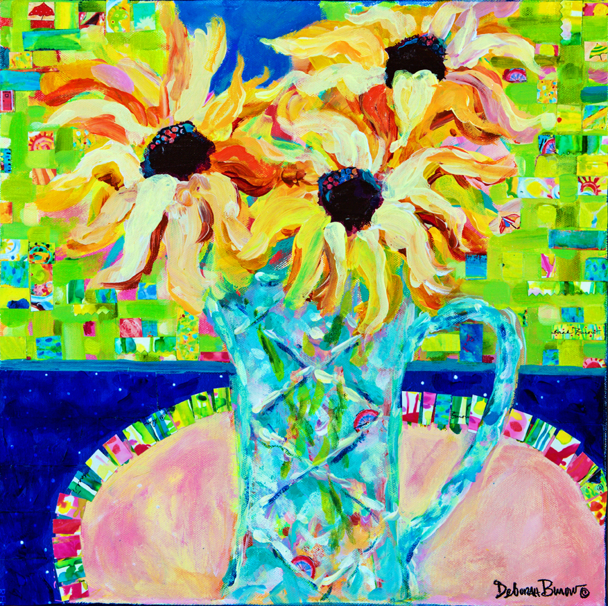 Sunflowers with Trellis Collage