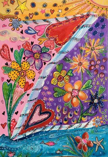 Jane took her letter "Z" home and worked on it a little longer. Beautiful composition! Jane, think about doing this on a 16" by 20" canvas or heavy watercolor paper. That will add a whole other dimension. to it. 