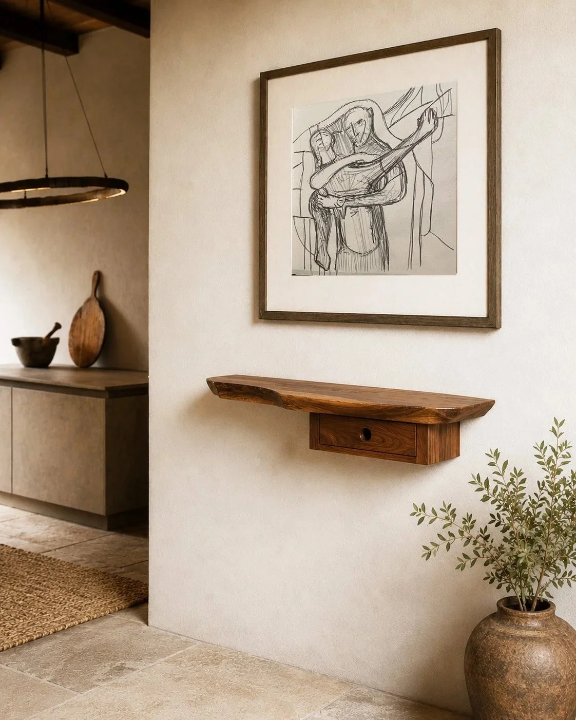 Floating shelf with drawer