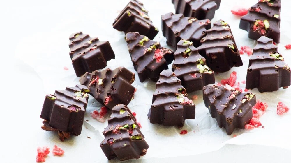 Pistachio &amp; Strawberry Christmas Chocolates