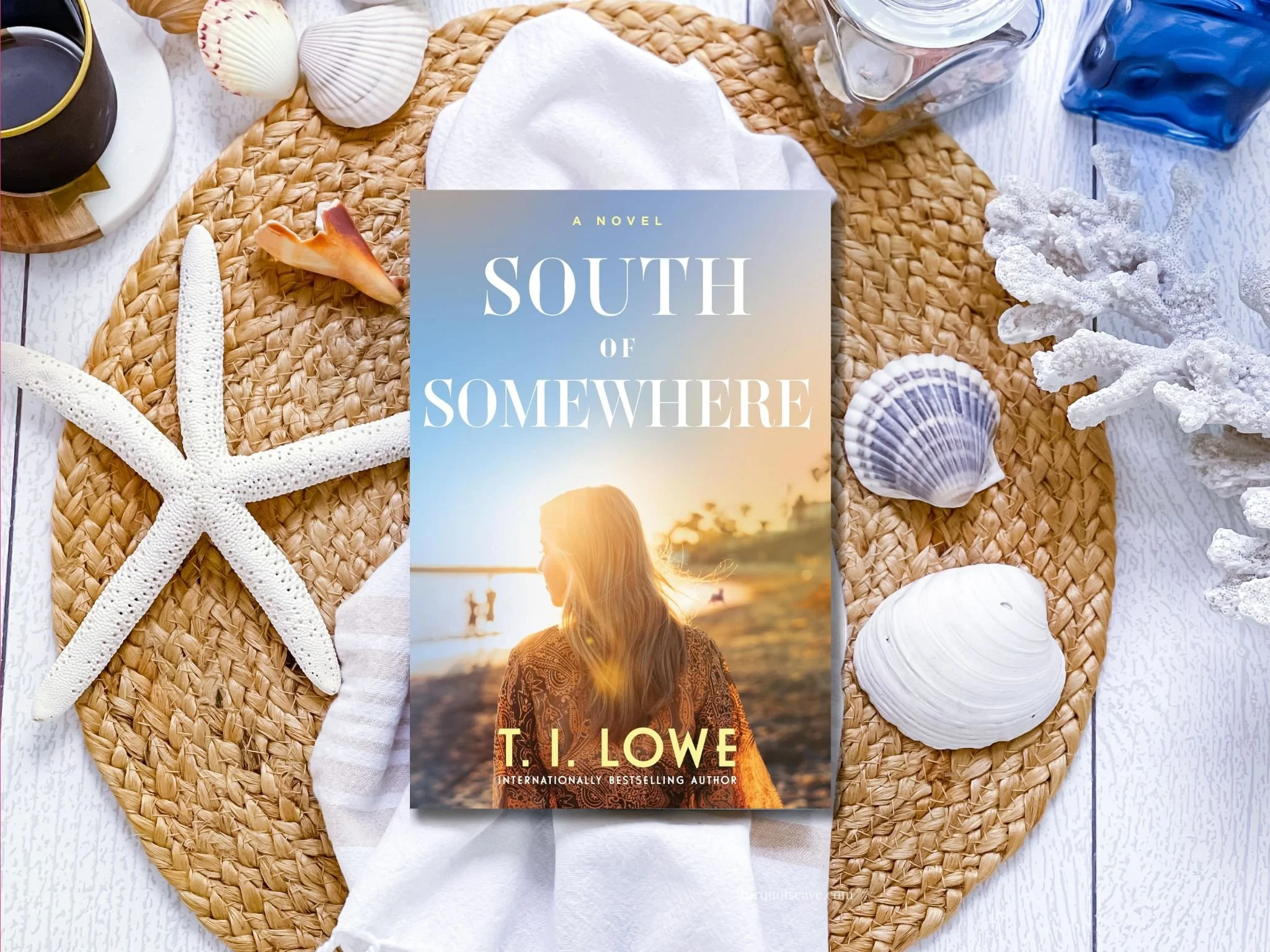 Book South of Somewhere Romance Women's Fiction Seashells Candle