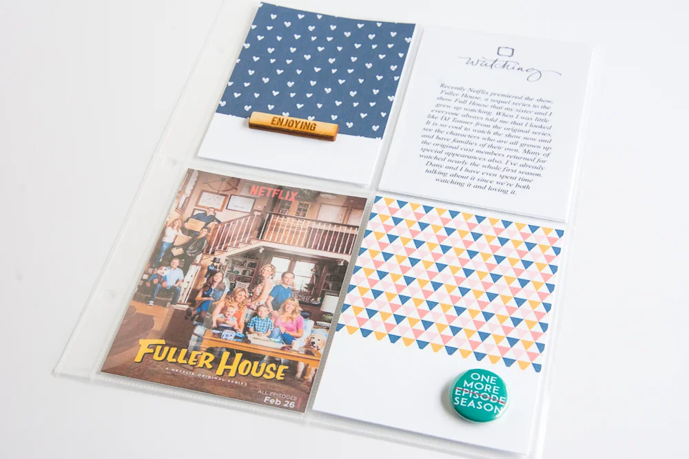 Binge Watch - Fuller House | 6x8 Pocket Page Layout featuring Feed Your Craft and One Little Bird Designs