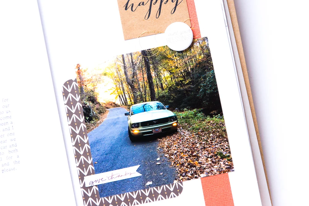 Give Thanks banner from the Friendsgiving collection by Paislee Press. Mini Flair from Feed Your Craft.