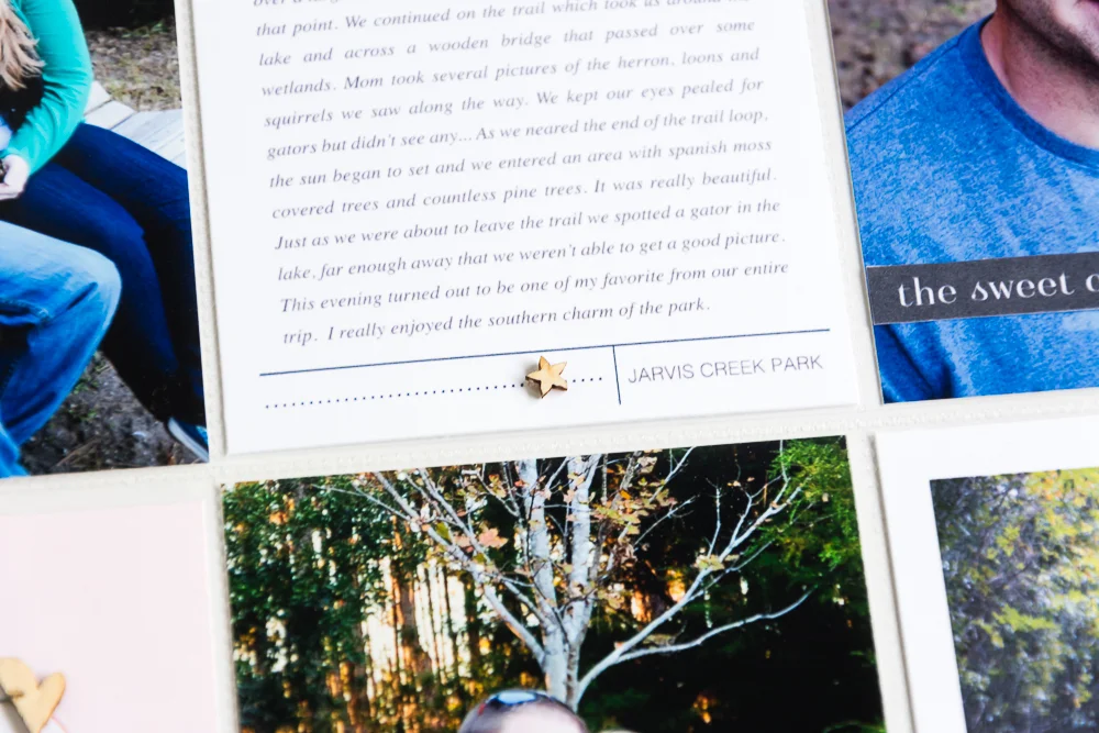 One Little Bird Creative Team | A Clean, Minimal 9x12 Pocket Page Scrapbook Layout by Mandy Elliott of Turquoise Avenue featuring the Between Us collection