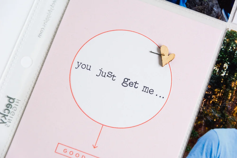 One Little Bird Creative Team | A Clean, Minimal 9x12 Pocket Page Scrapbook Layout by Mandy Elliott of Turquoise Avenue featuring the Between Us collection