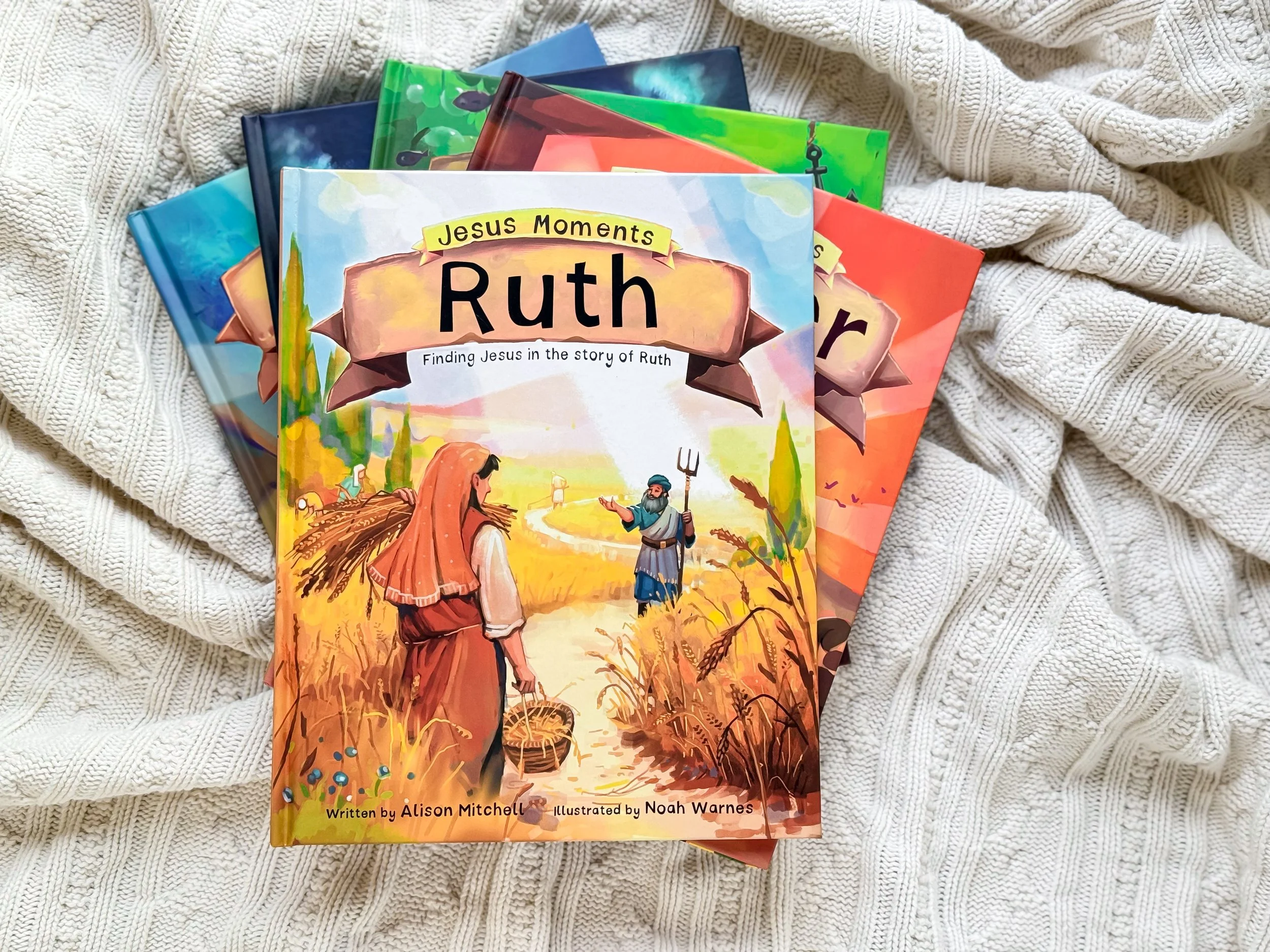 Jesus Moments Ruth by Alison Mitchell Children's Book Stack Woman With Barley, Man on Road