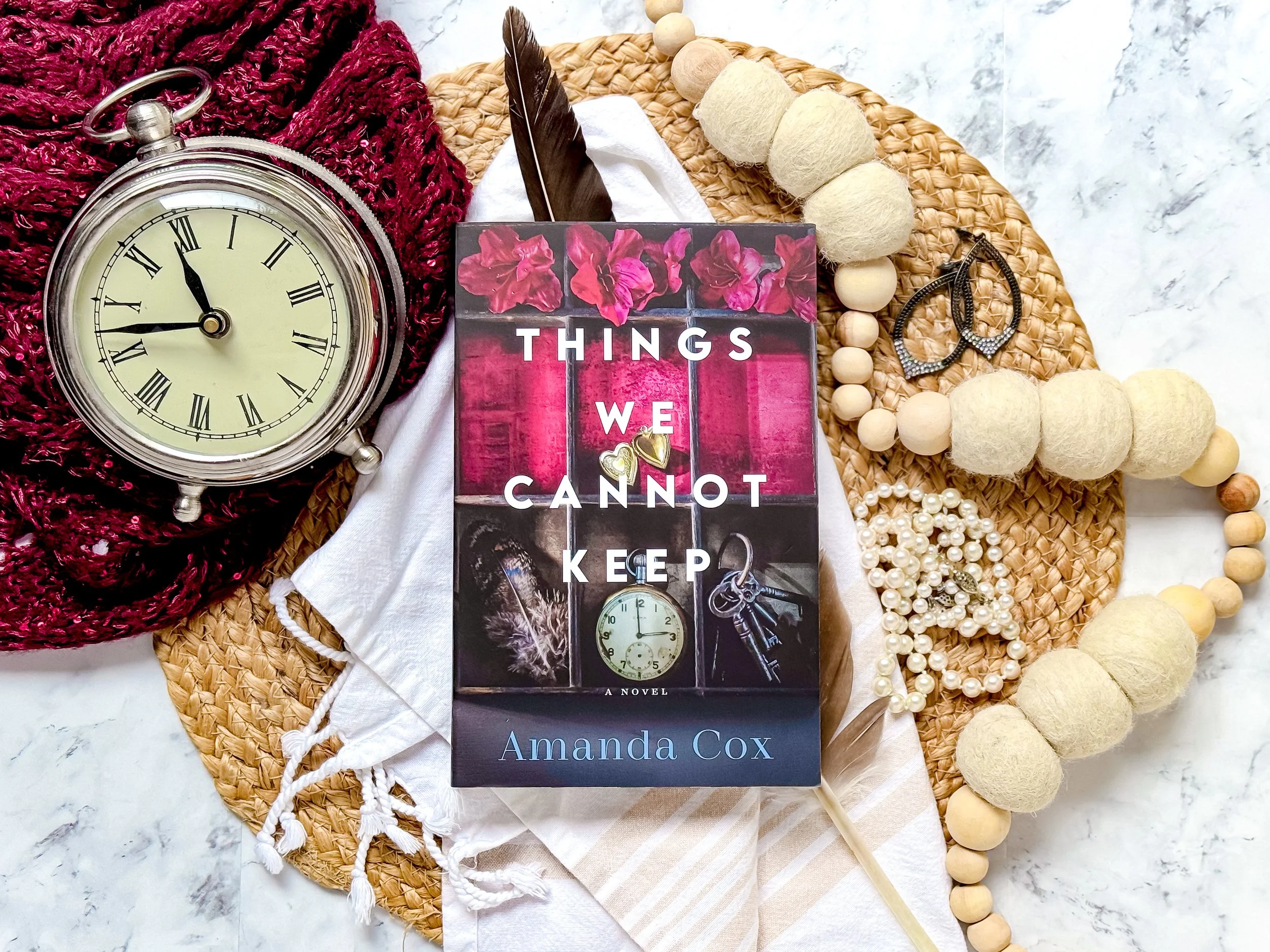 Things We Cannot Keep Book Cover Art Locket Skeleton Keys Clock Feather