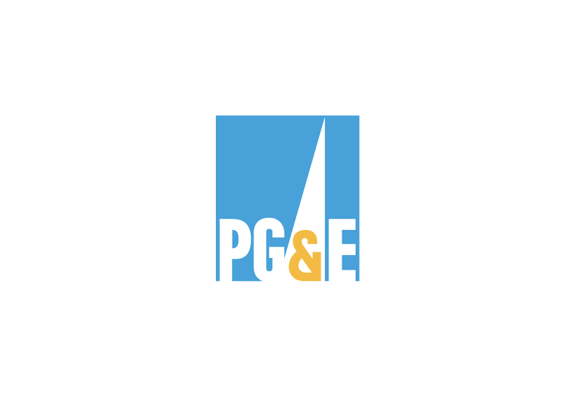 PG&E logo with a blue background and a white and yellow lightning bolt.